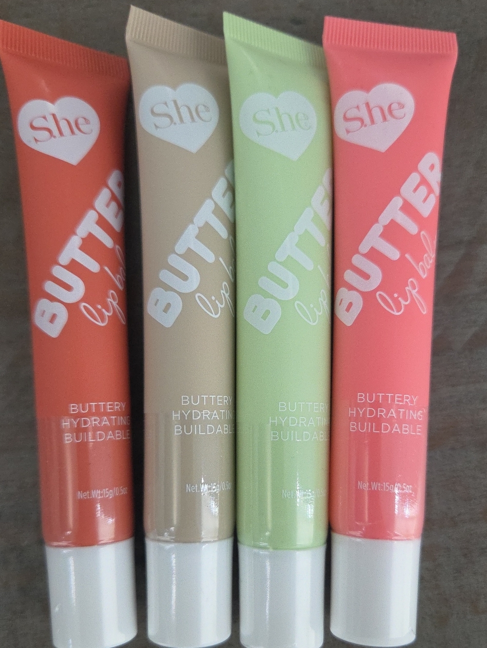Butter Lip Balm Set — Hydrating Tints in Coral, Beige, Mint, Peach